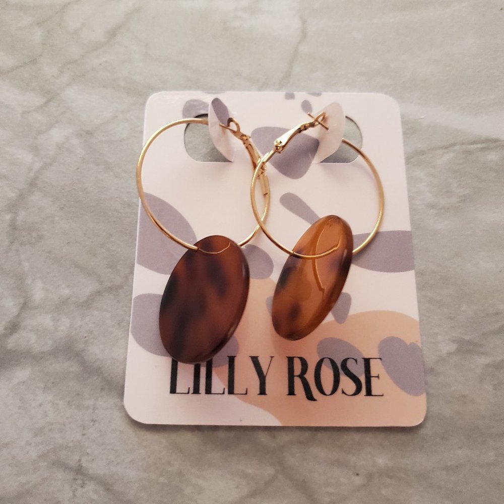 ✨ 3 for $25 Tortoiseshell Acrylic Desk Gold Hoop Drop Dangle Earrings ✨